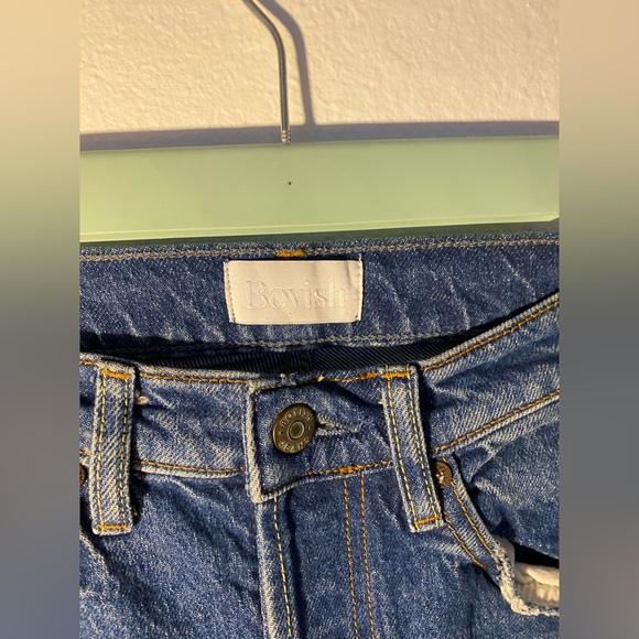 Boyish The Tommy Medium Wash Distressed High Rise Straight Jeans 24 - Picture 2 of 5